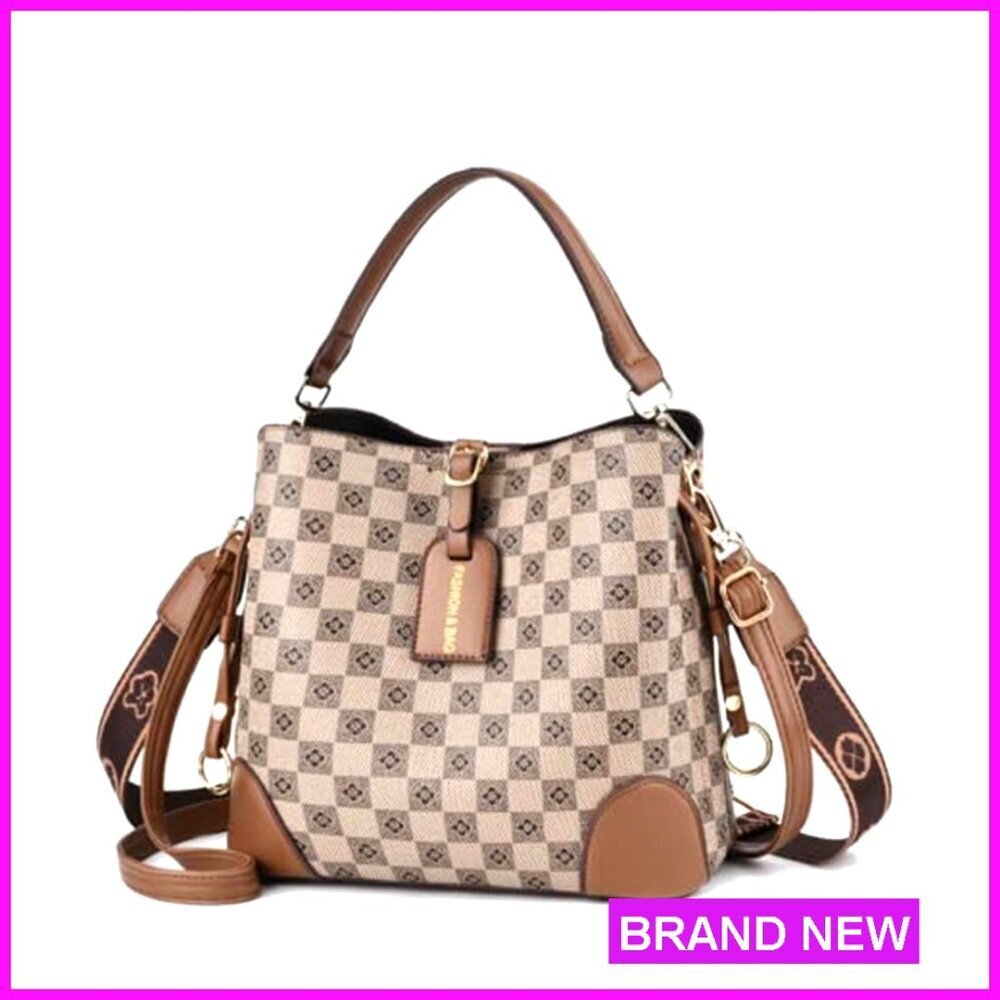 Medium Retro Plaid Hobo Tote with Adjustable Straps and Multiple Pockets